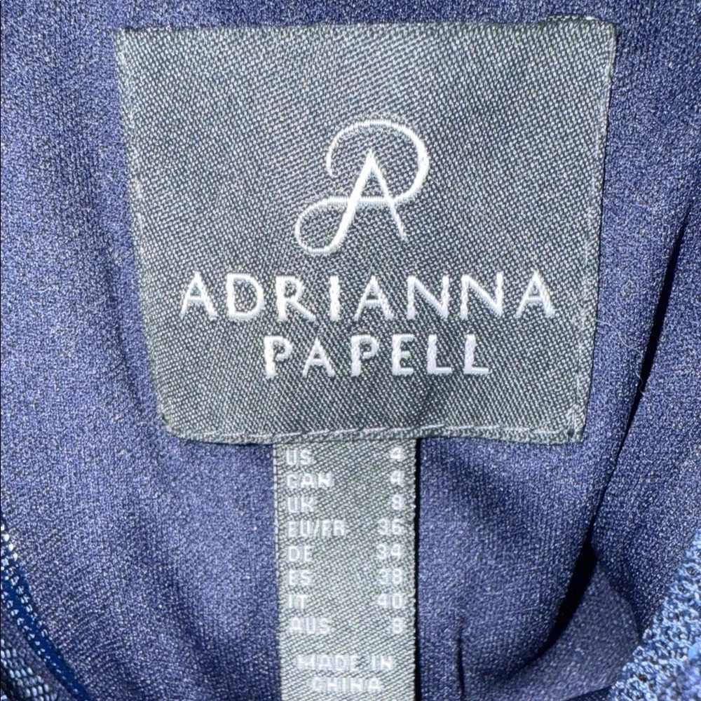 Adrianna Papell Navy Floral Lace and Chiffon Midi Dress. Size 4 - Picture 7 of 7